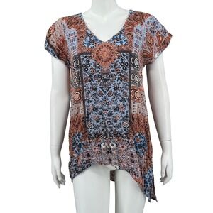 ONE WORLD Multicolor Patterned Tunic Top